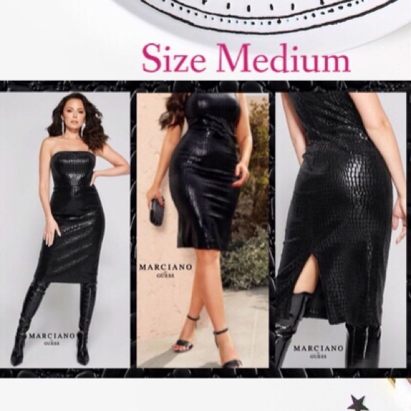 Guess by Marciano Strapless Black Croc Dress 🆕 $258 - Picture 6 of 6